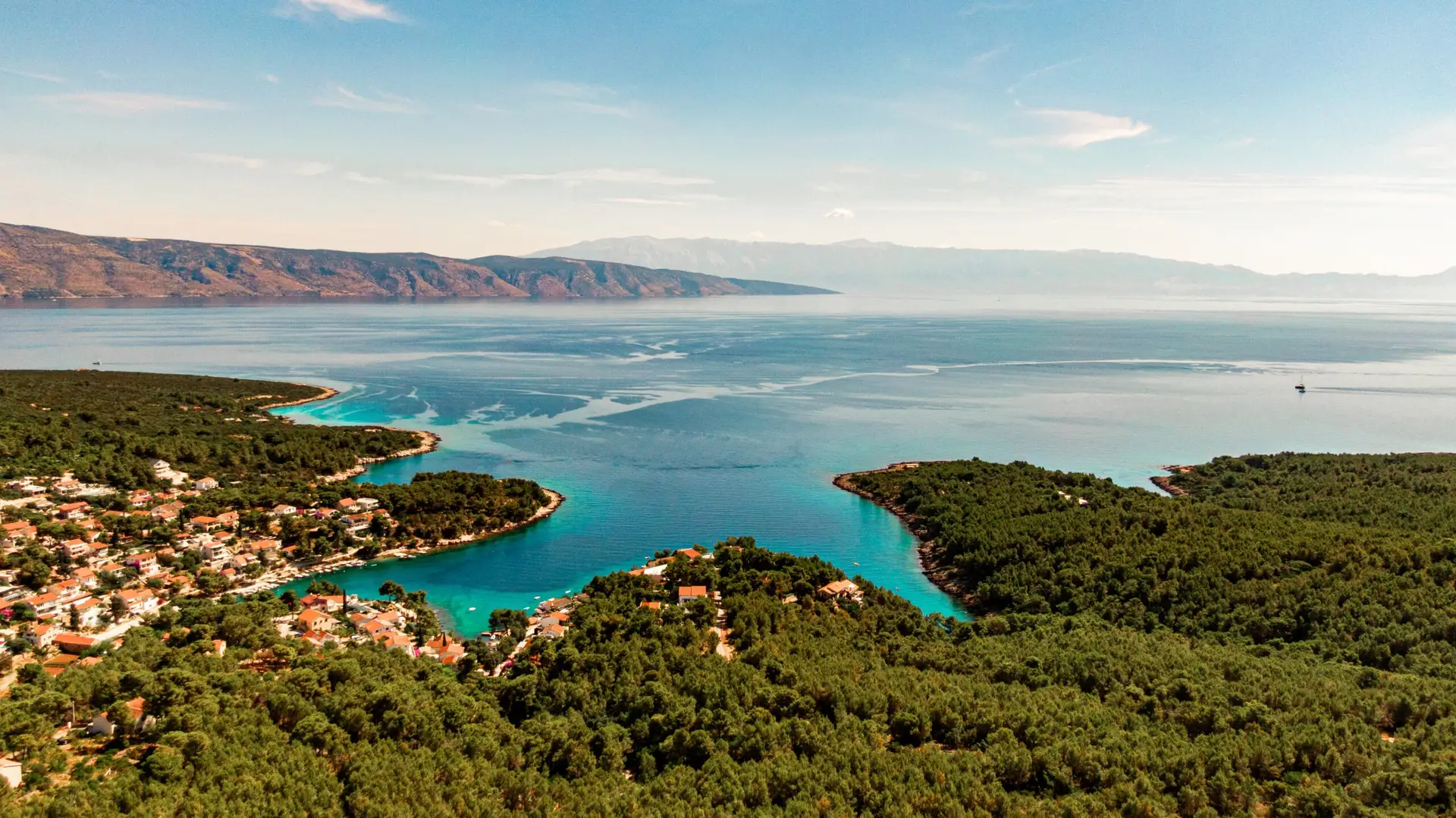 Pogled na uvalu i borovu šumu na otoku Hvaru